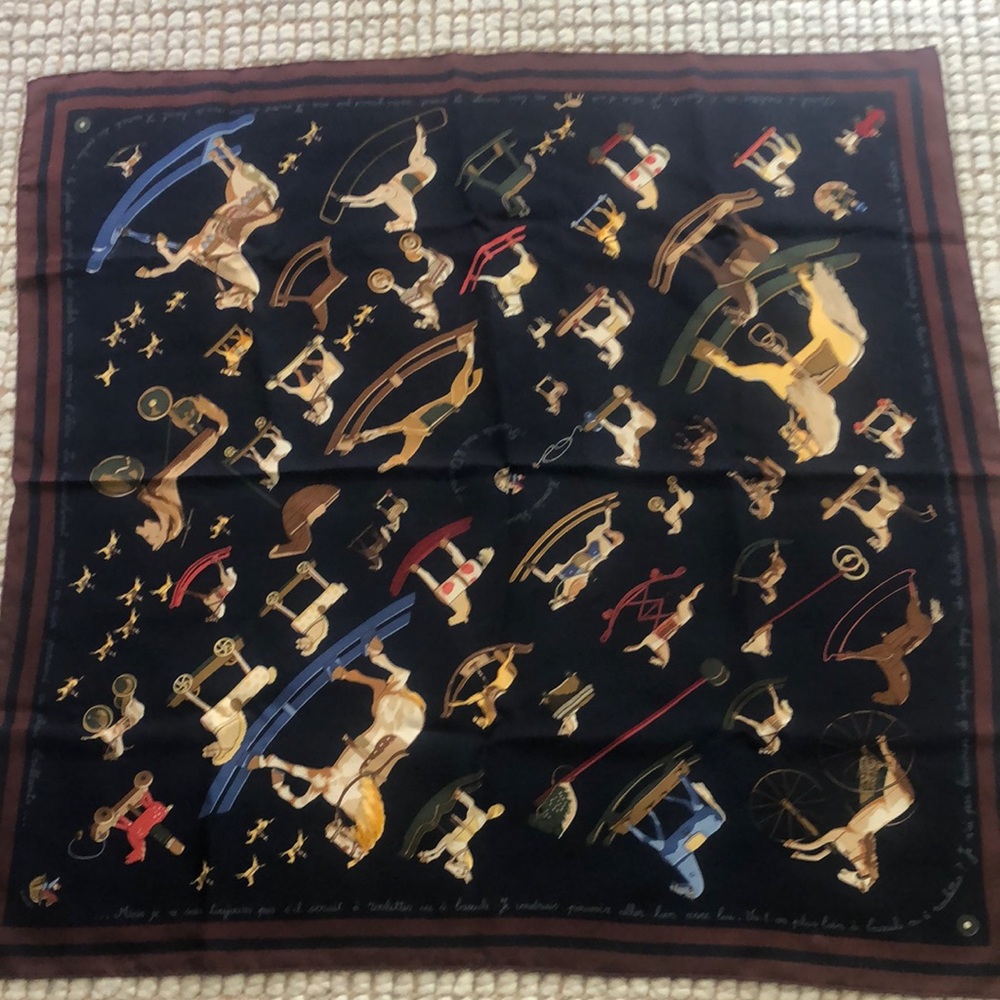 Hermes 100% silk rocking horse scarf